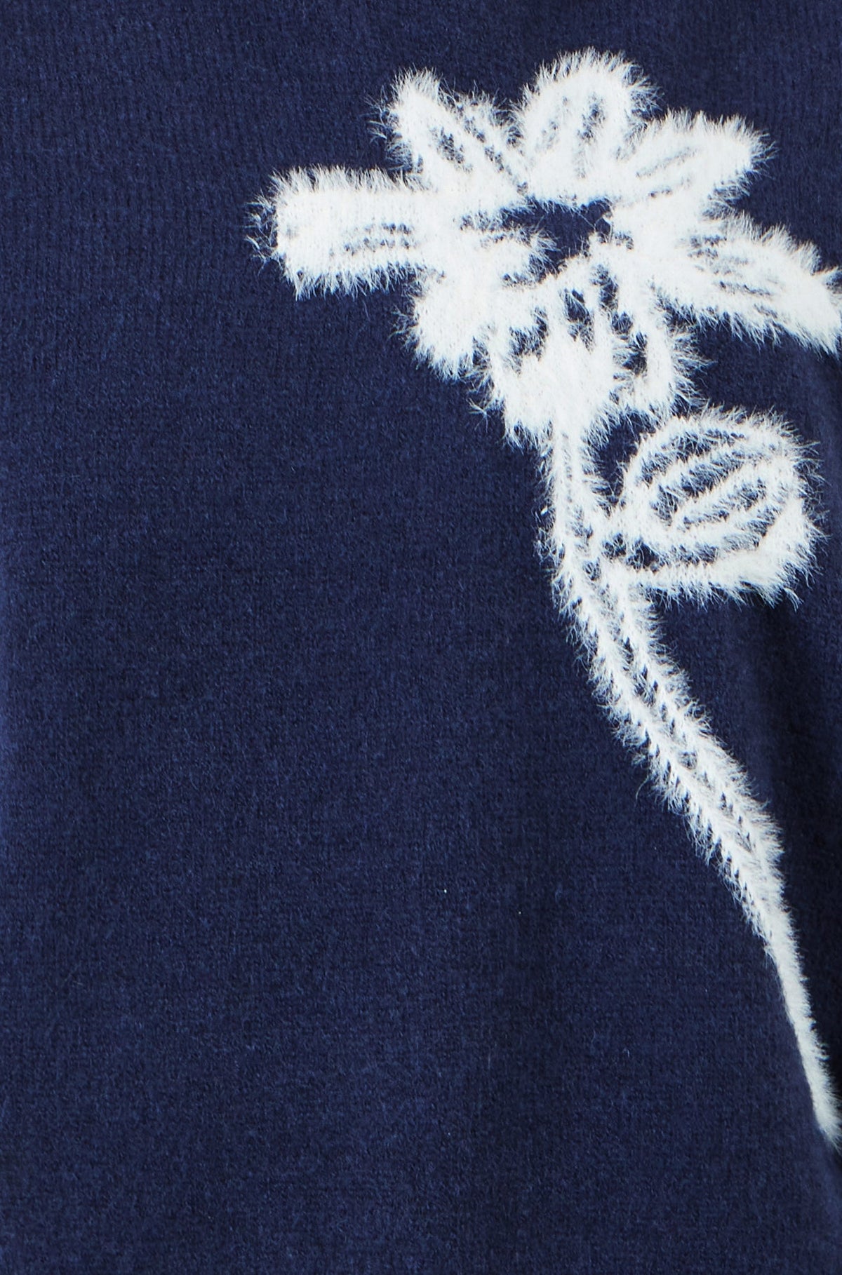 Navy Knitted Flower Sleeveless Jumper Vest