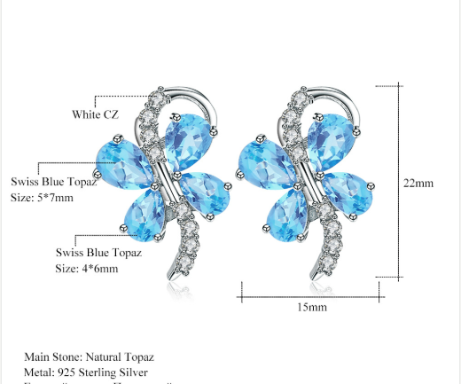 Amethyst & Topaz Butterfly Earrings