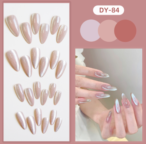Cat-Eye Glitter Coffin Press-On Nails