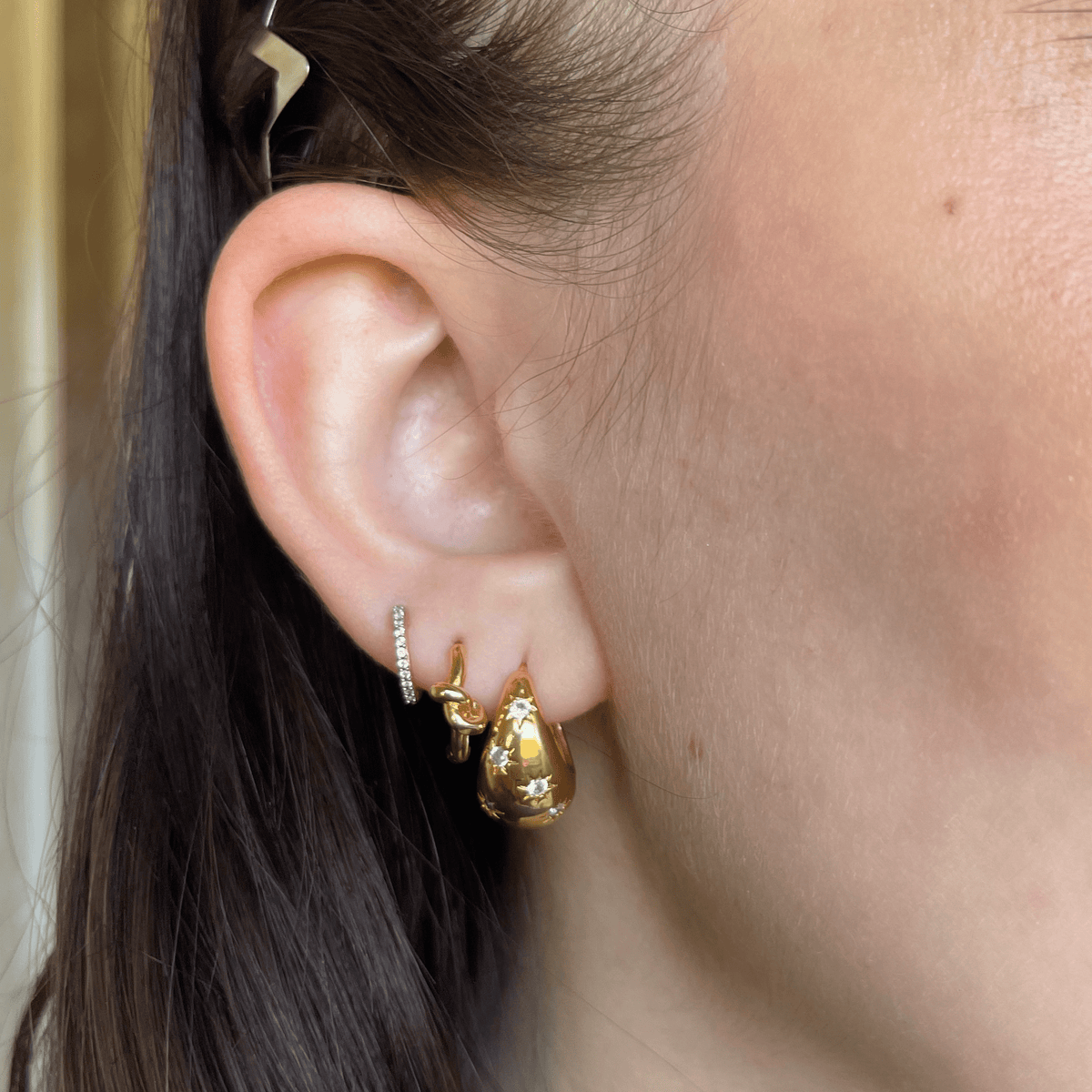 Tapered Crystal Starburst Hoop Earrings by Orelia London
