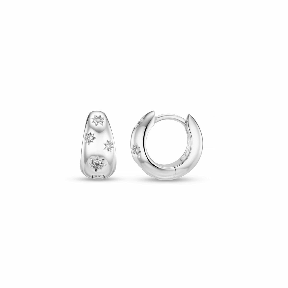 Orelia London Tapered Crystal Starburst Huggie Hoop Earrings - Silver