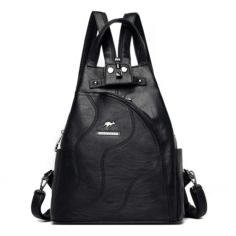 Two-Tone Convertible Leather Shoulder Bag