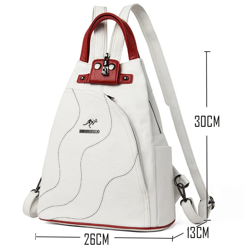 Two-Tone Convertible Leather Shoulder Bag