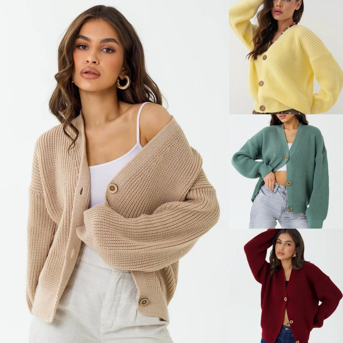 Loose Solid Color Knitted Sweater For Women Idle Style