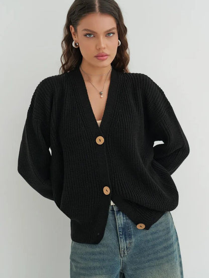 Loose Solid Color Knitted Sweater For Women Idle Style