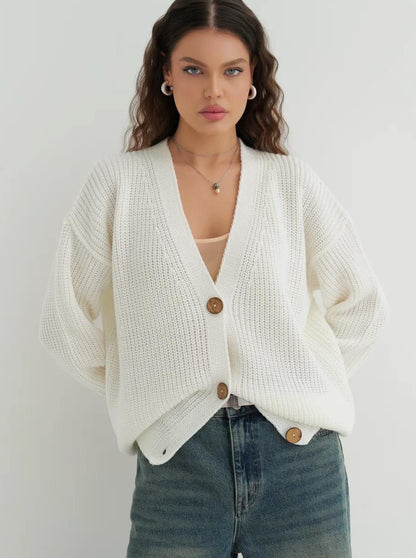 Loose Solid Color Knitted Sweater For Women Idle Style