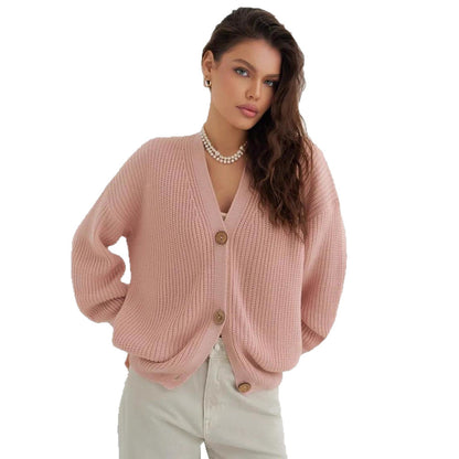 Loose Solid Color Knitted Sweater For Women Idle Style