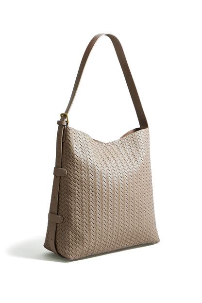 Stone Woven Shoulder Bag with Detachable Purse