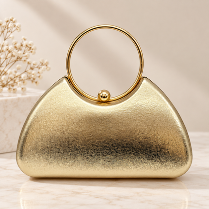 Gold Ring Handle Evening Bag