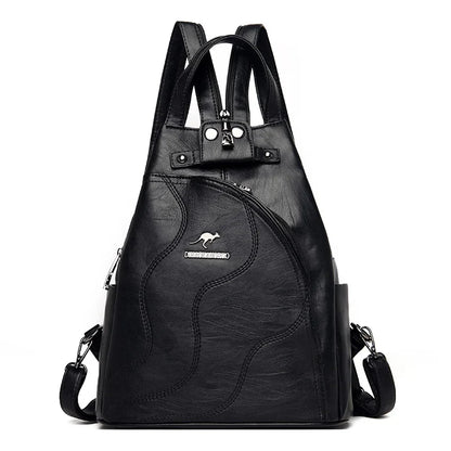 Two-Tone Convertible Leather Shoulder Bag