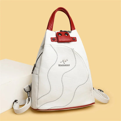 Two-Tone Convertible Leather Shoulder Bag