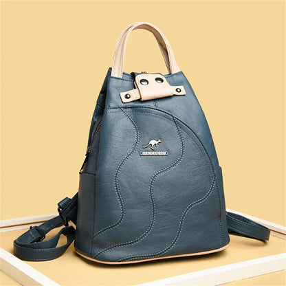 Two-Tone Convertible Leather Shoulder Bag