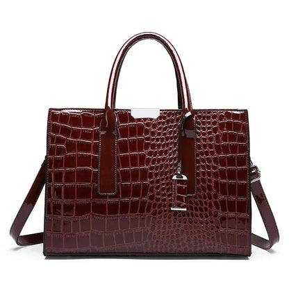 Croc-Embossed Structured Tote Bag