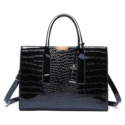 Croc-Embossed Structured Tote Bag