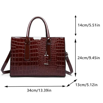 Croc-Embossed Structured Tote Bag
