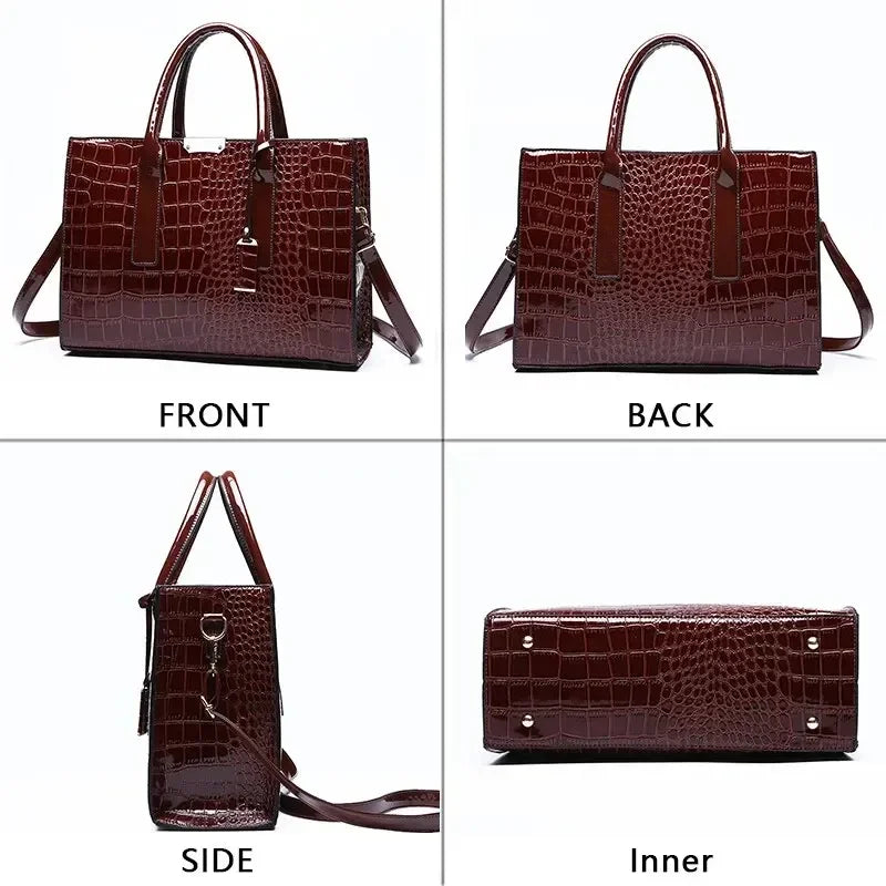 Croc-Embossed Structured Tote Bag