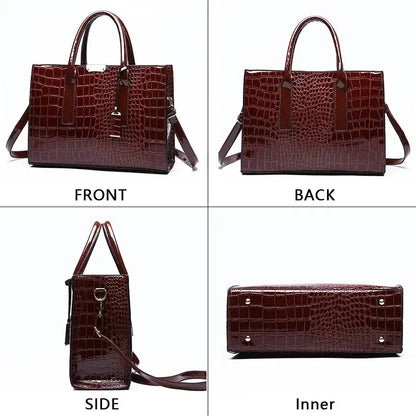 Croc-Embossed Structured Tote Bag