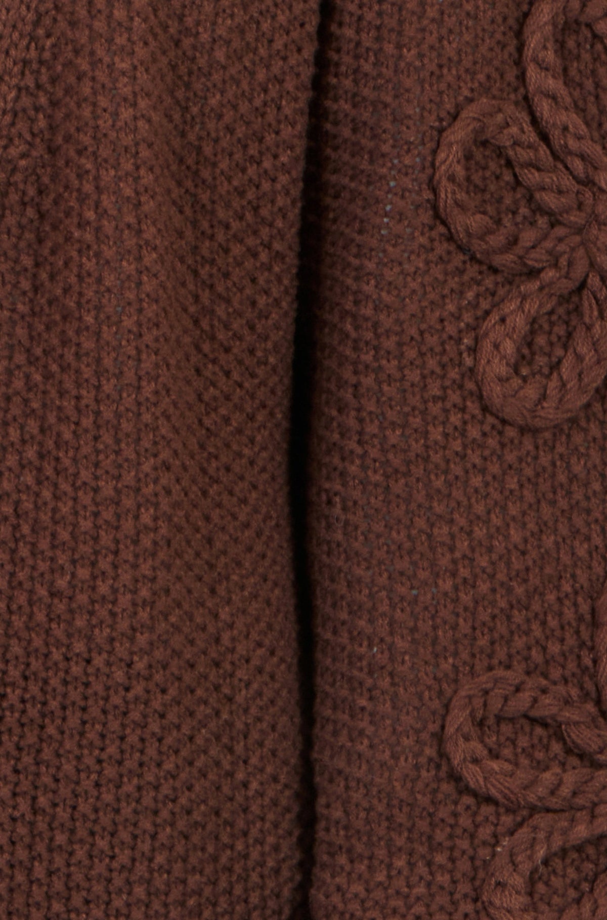 Brown Cardigan With Flower Detail Sleeves