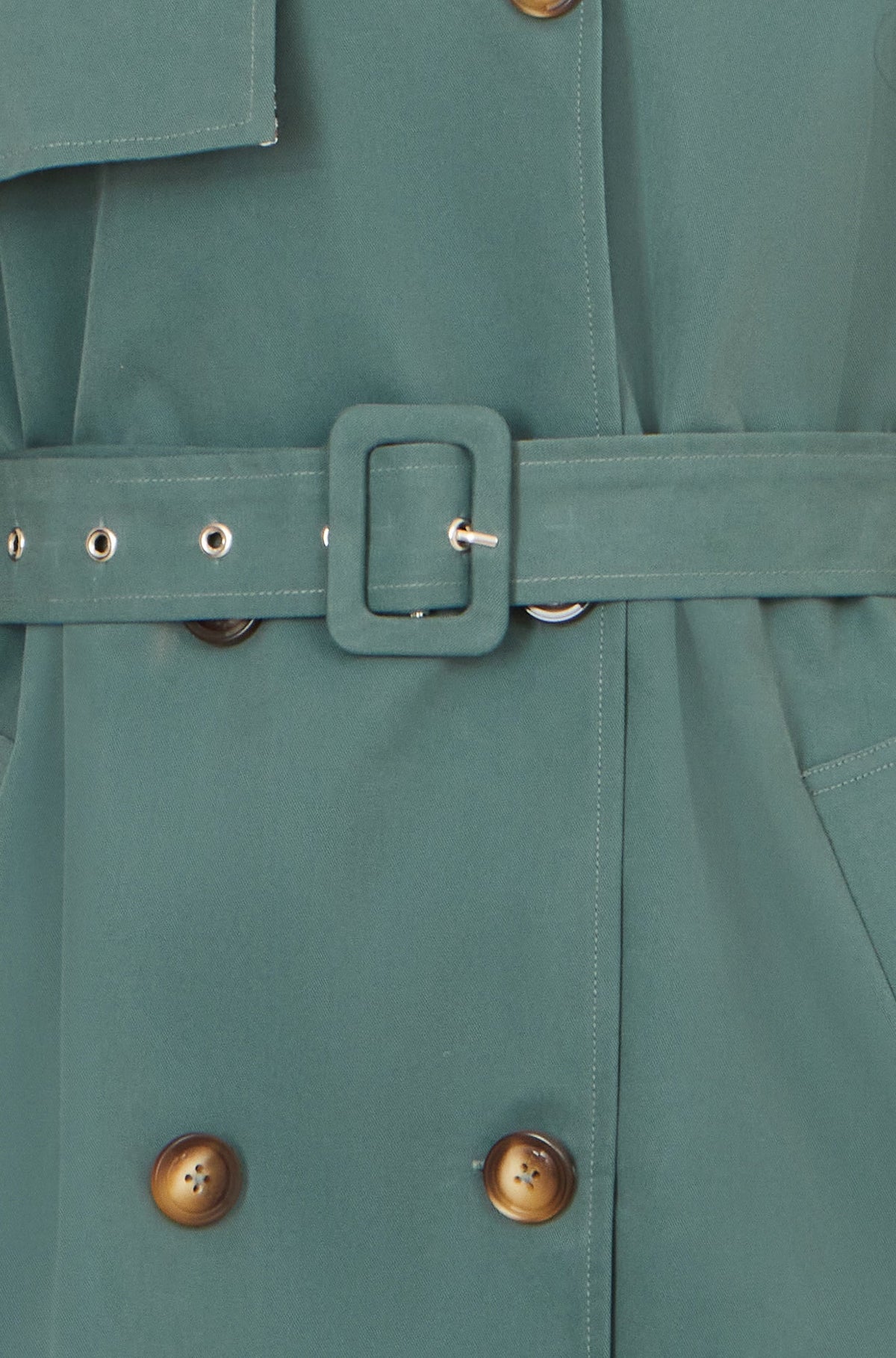 Blue Belted Trench Coat With Check Lining