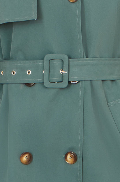 Blue Belted Trench Coat With Check Lining