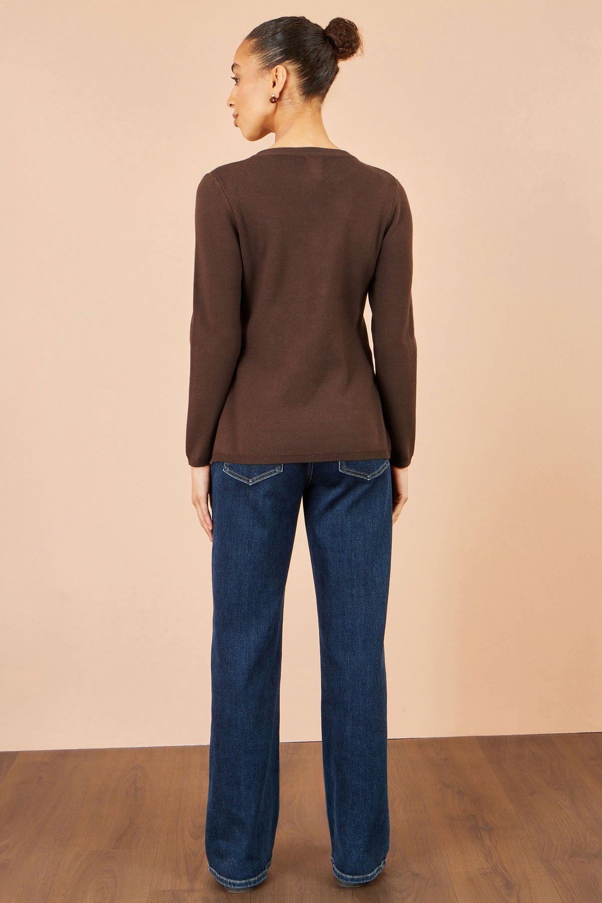 New Collection: Brown Knitted Fitted Peplum Cardigan