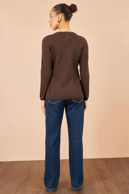 New Collection: Brown Knitted Fitted Peplum Cardigan
