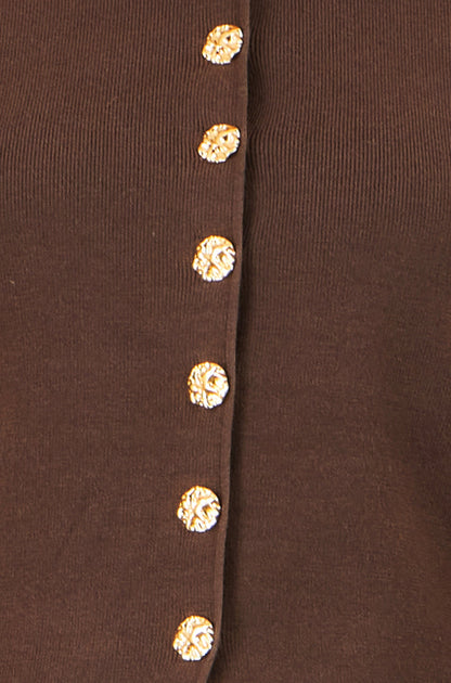 New Collection: Brown Knitted Fitted Peplum Cardigan