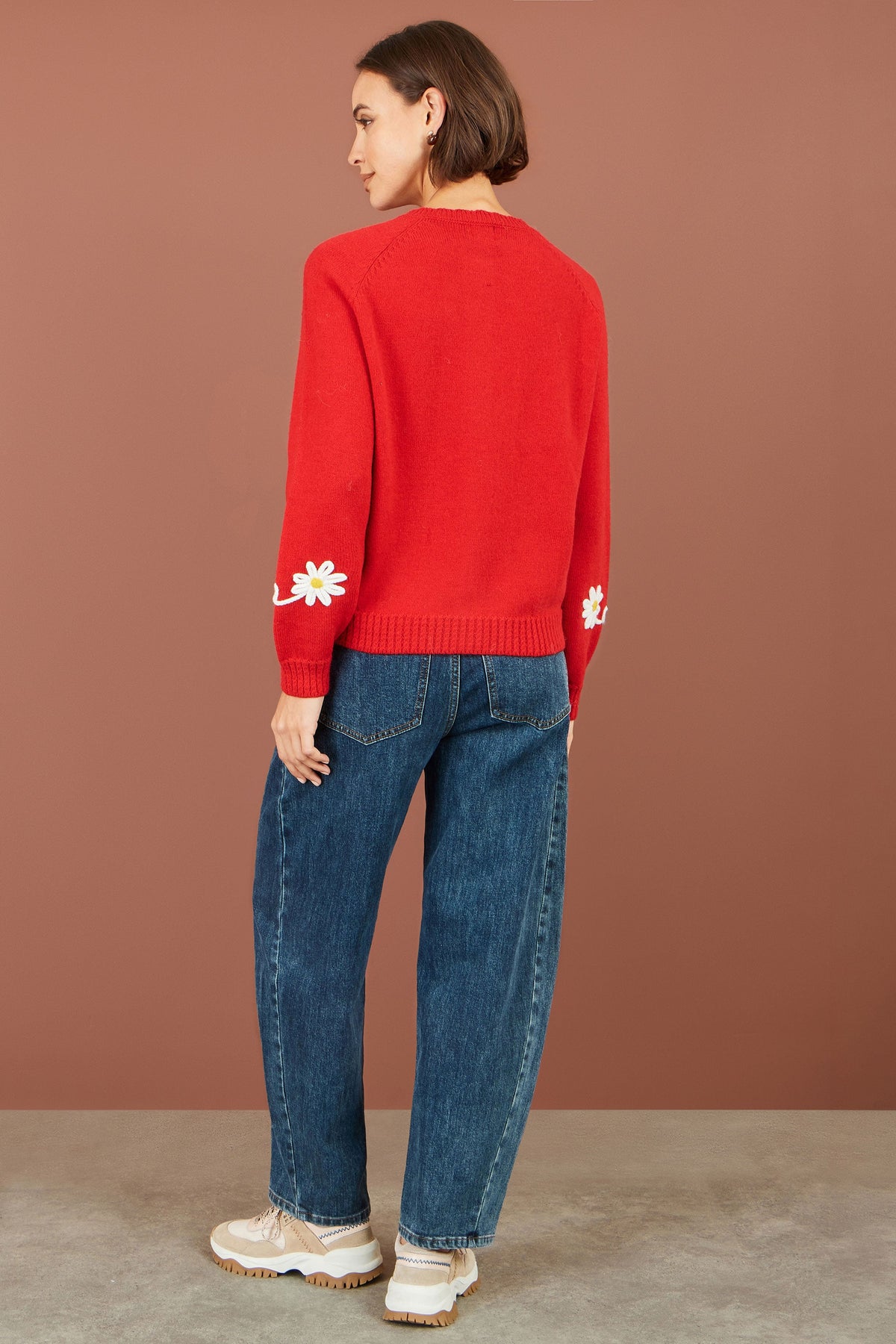 Red Daisy Stitch Cardigan