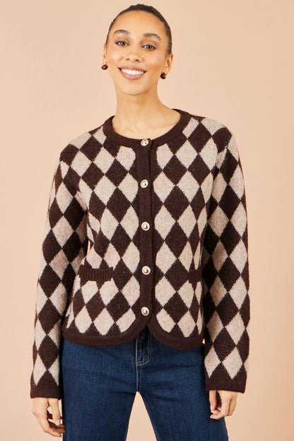 Brown Argyll Knit Cardigan