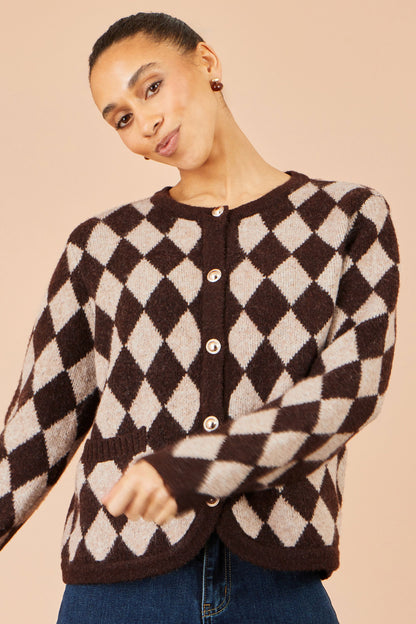 Brown Argyll Knit Cardigan
