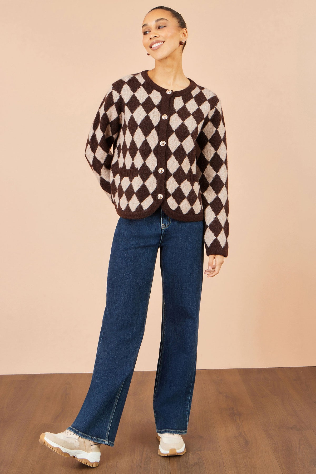 Brown Argyll Knit Cardigan