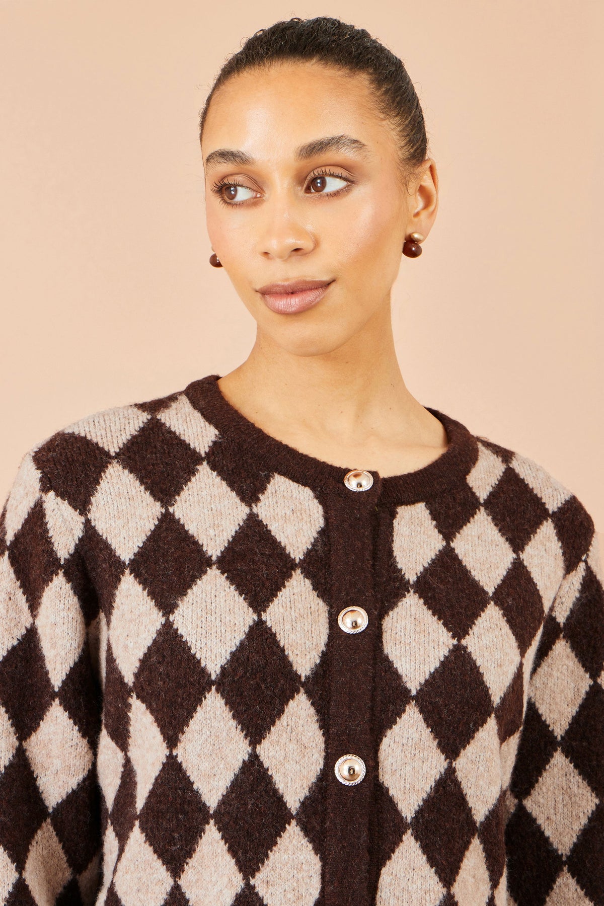 Brown Argyll Knit Cardigan