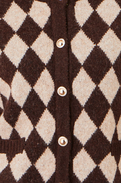 Brown Argyll Knit Cardigan