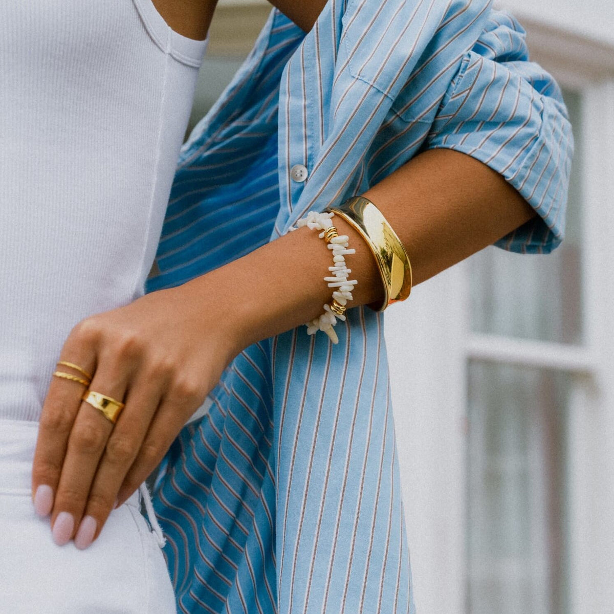 LUXE Polished Molten Bangle – Gold by Orelia London