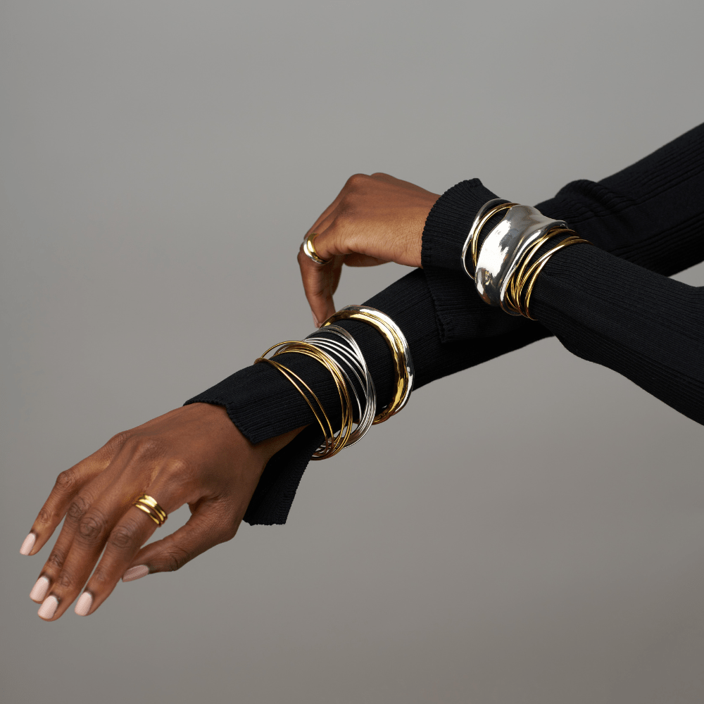Fine Multi Interlocking Bangles – Gold by Orelia London