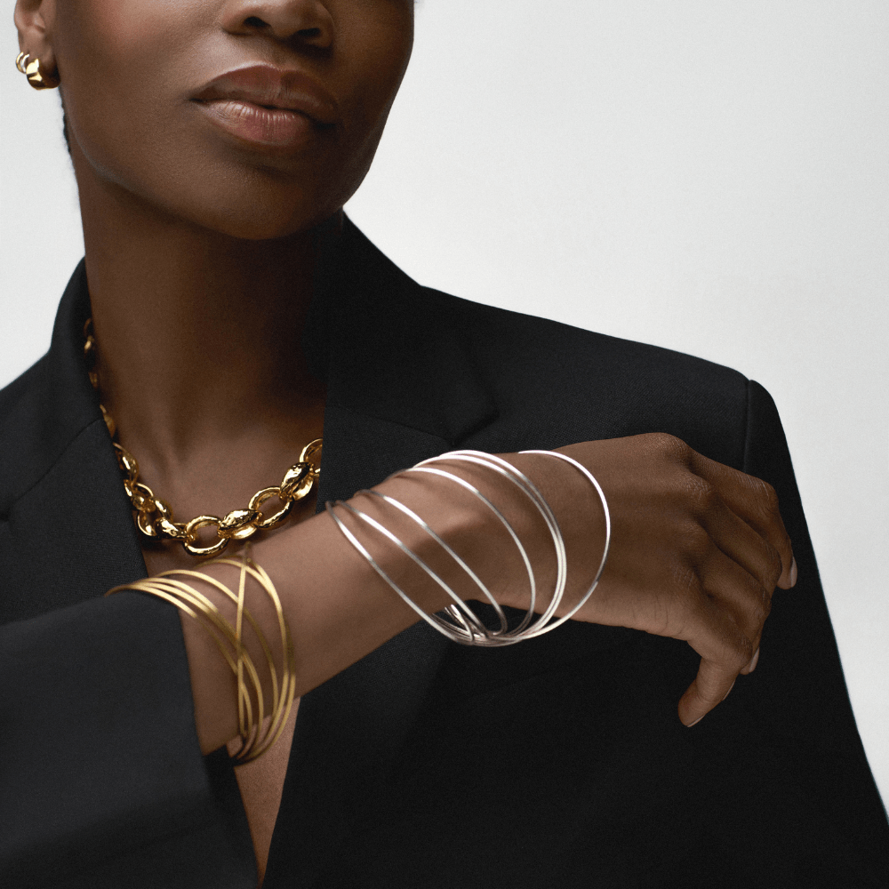Orelia London Fine Multi Interlocking Bangles - Silver