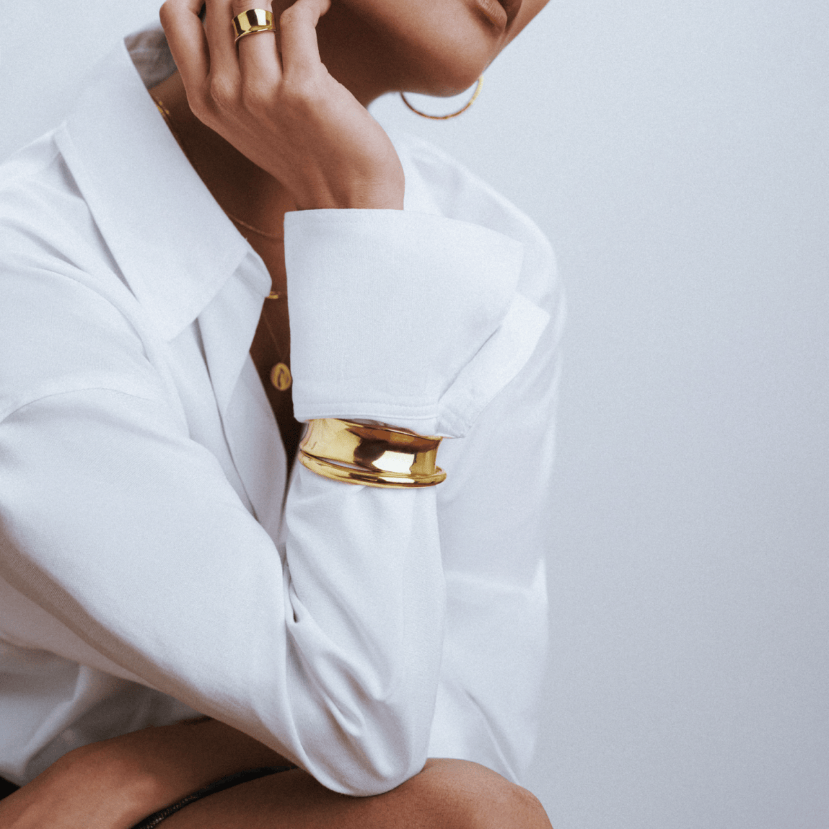 LUXE Polished Molten Bangle – Gold by Orelia London