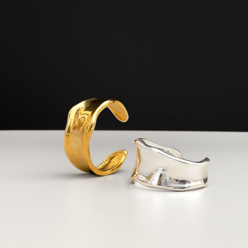 Statement Organic Molten Metal Cuff – Gold by Orelia London
