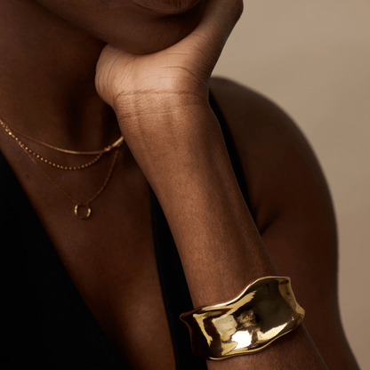 Statement Organic Molten Metal Cuff – Gold by Orelia London