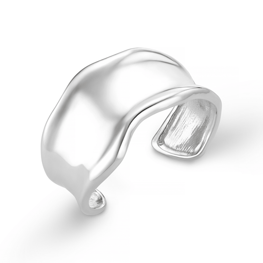 Statement Organic Molten Metal Cuff – Silver by Orelia London