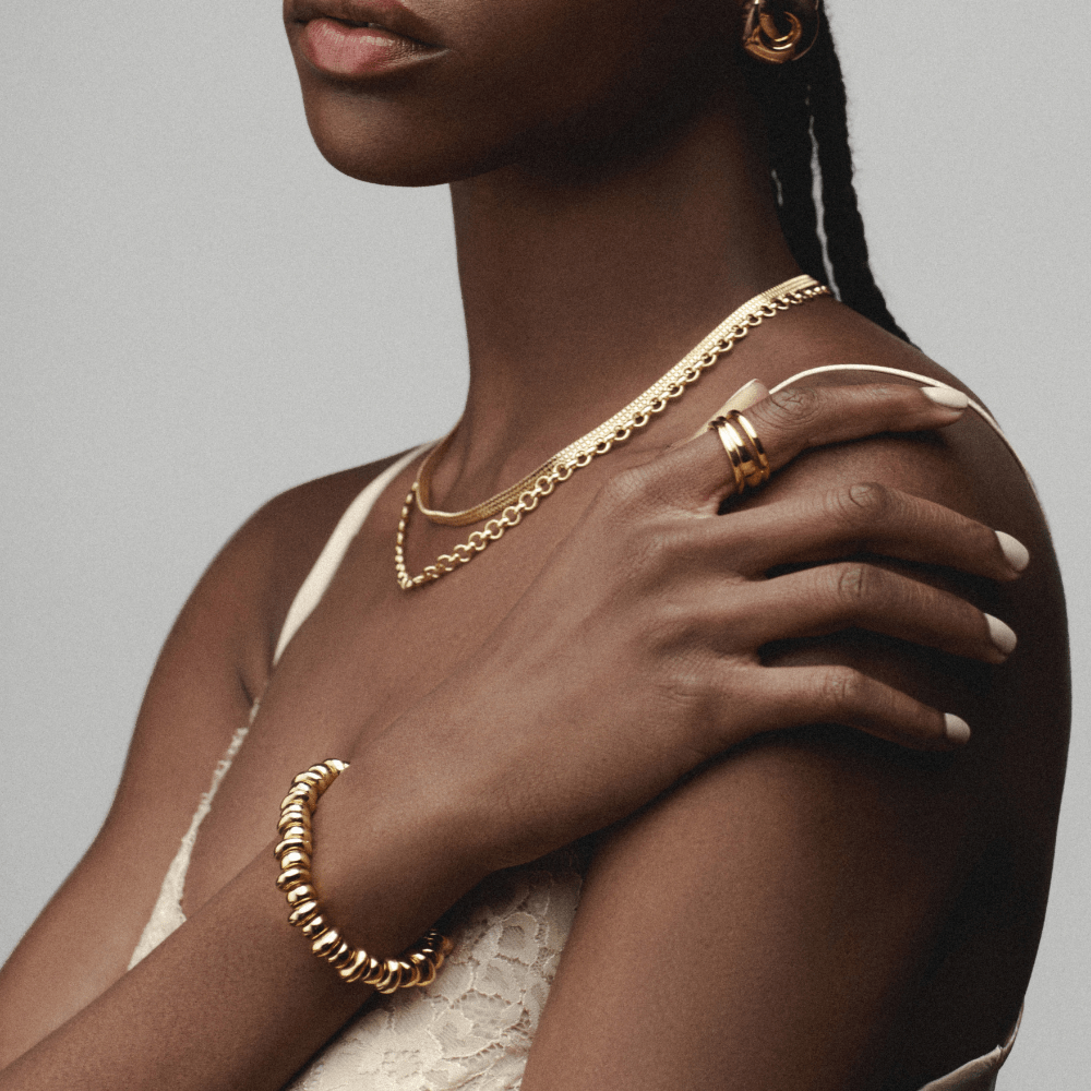 Orelia London Polished Metal Nugget Stretch Bracelet