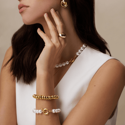Orelia London Polished Metal Nugget Stretch Bracelet
