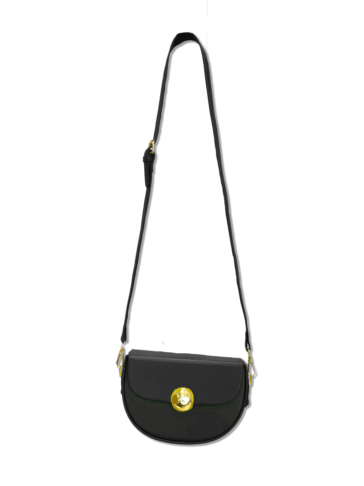 Caprilite Women's Top Handle Half Moon Box Clutch Handbag Chain Strap Gold Button Crossbody Wedding Evening Bag - Black