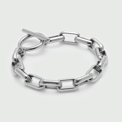 LUXE Rectangle Link T-Bar Bracelet - Silver