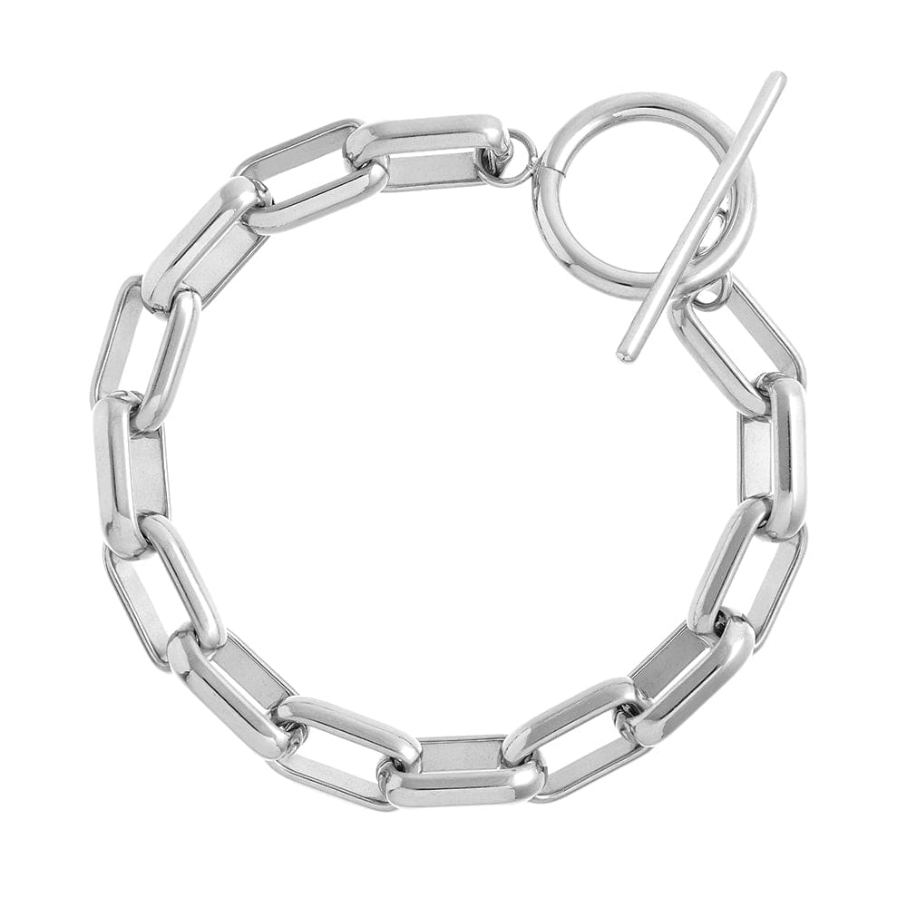 LUXE Rectangle Link T-Bar Bracelet - Silver