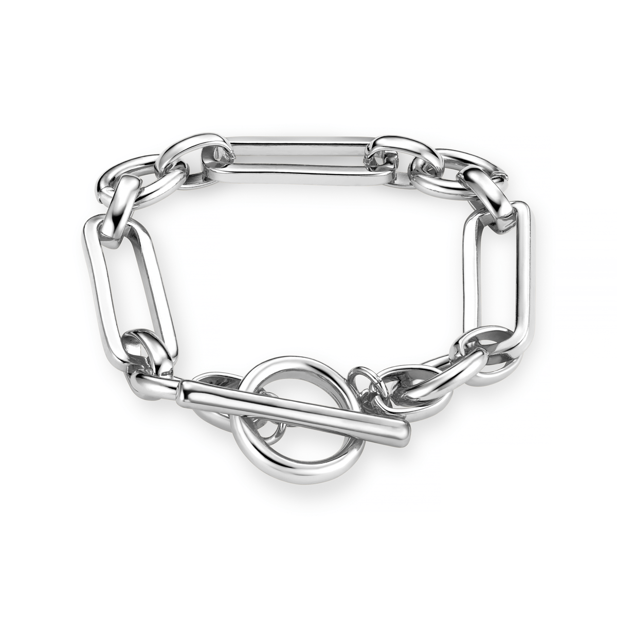 Rectangular Link T-Bar Bracelet - Silver by Orelia London