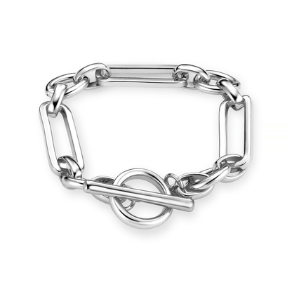 Rectangular Link T-Bar Bracelet - Silver by Orelia London