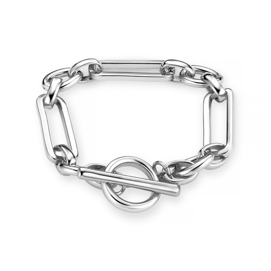 Rectangular Link T-Bar Bracelet - Silver by Orelia London