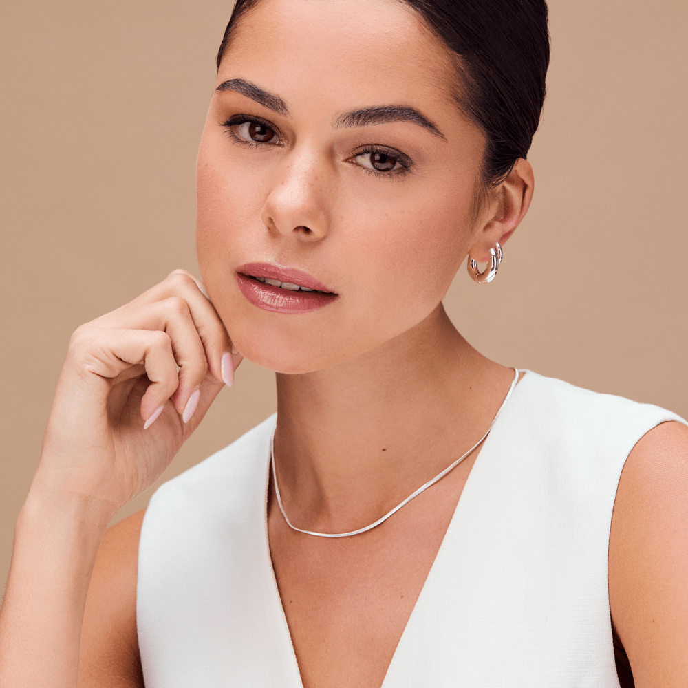 LUXE Flat Snake Chain Necklace-Silver by Orelia London