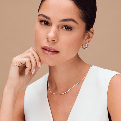 LUXE Flat Snake Chain Necklace-Silver by Orelia London
